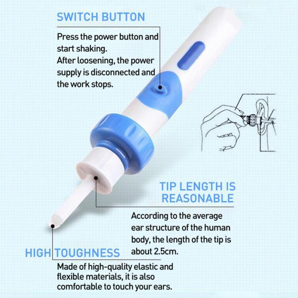 Safety Electric Cordless Vacuum Ear Cleaner Wax Remover Painless Cleaning Tool
