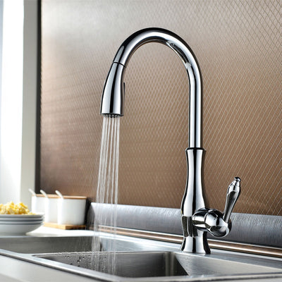All Copper Rotatable Pull-Out Retractable Kitchen Faucet