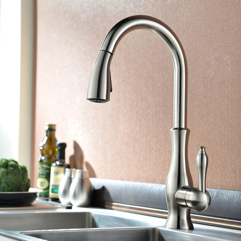 All Copper Rotatable Pull-Out Retractable Kitchen Faucet