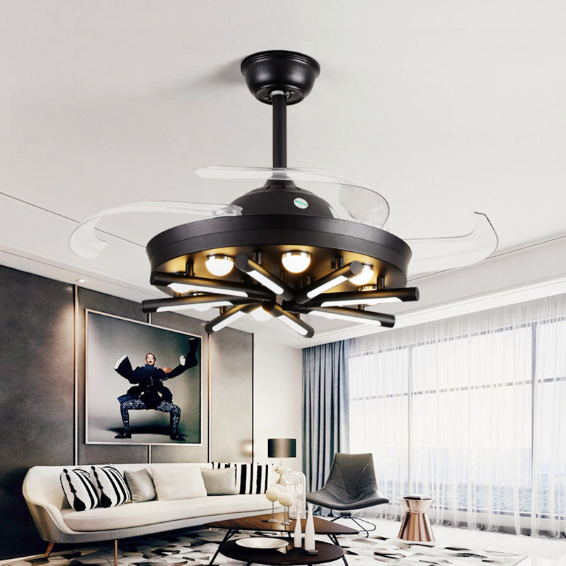 Living Room With Fan Retractable Fan Lamp One