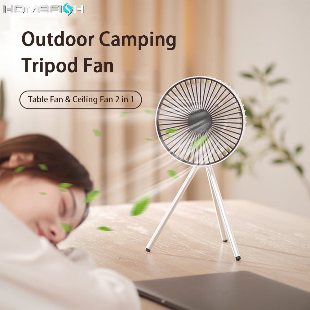 Tripod Camping Fan Desktop Portable Tent Hangable Ceiling Fan Small Outdoor Fan
