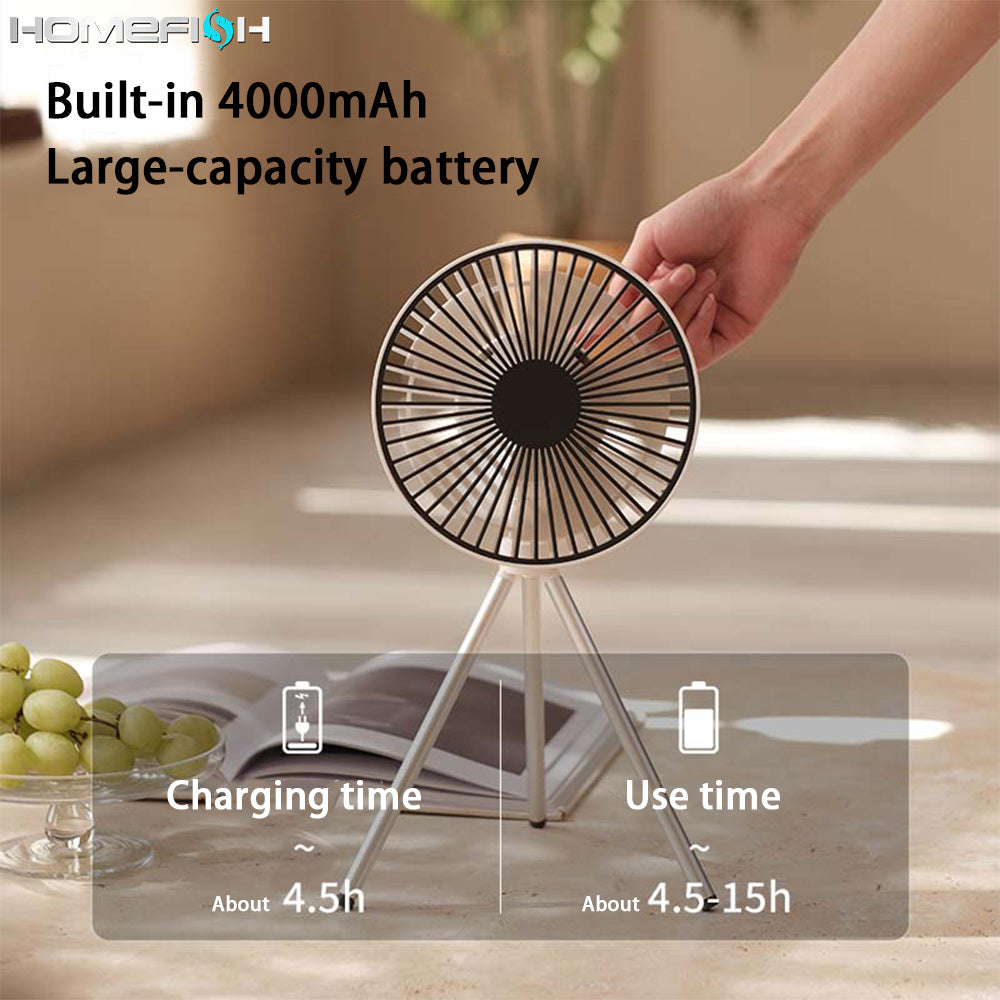 Tripod Camping Fan Desktop Portable Tent Hangable Ceiling Fan Small Outdoor Fan