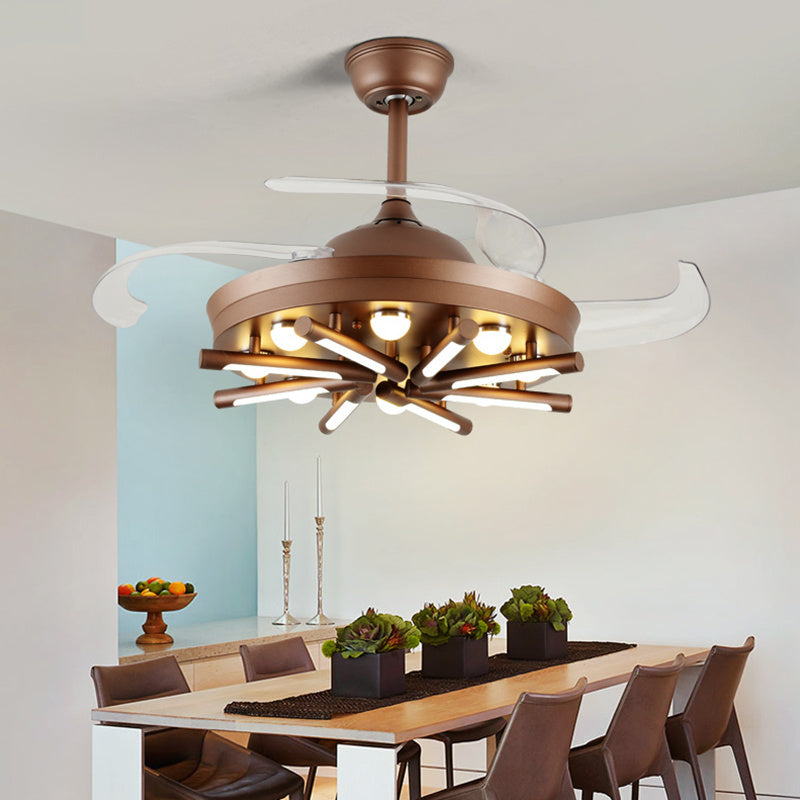 Living Room With Fan Retractable Fan Lamp One