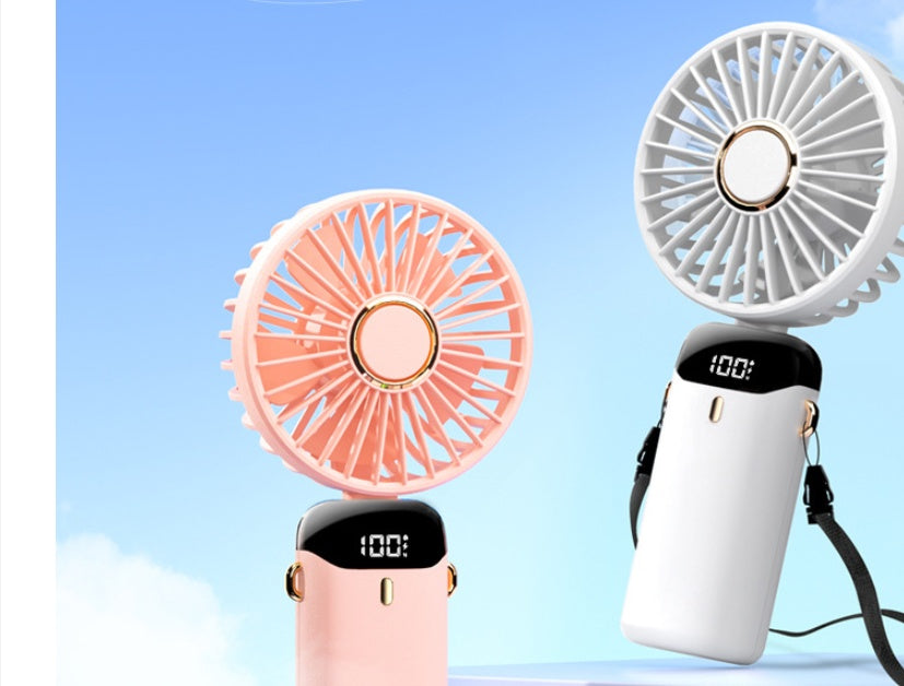 Usb Hand-held Fan Mini Portable Fan Student Small Fan Digital Display Folding Aromatherapy Small Electric Fan