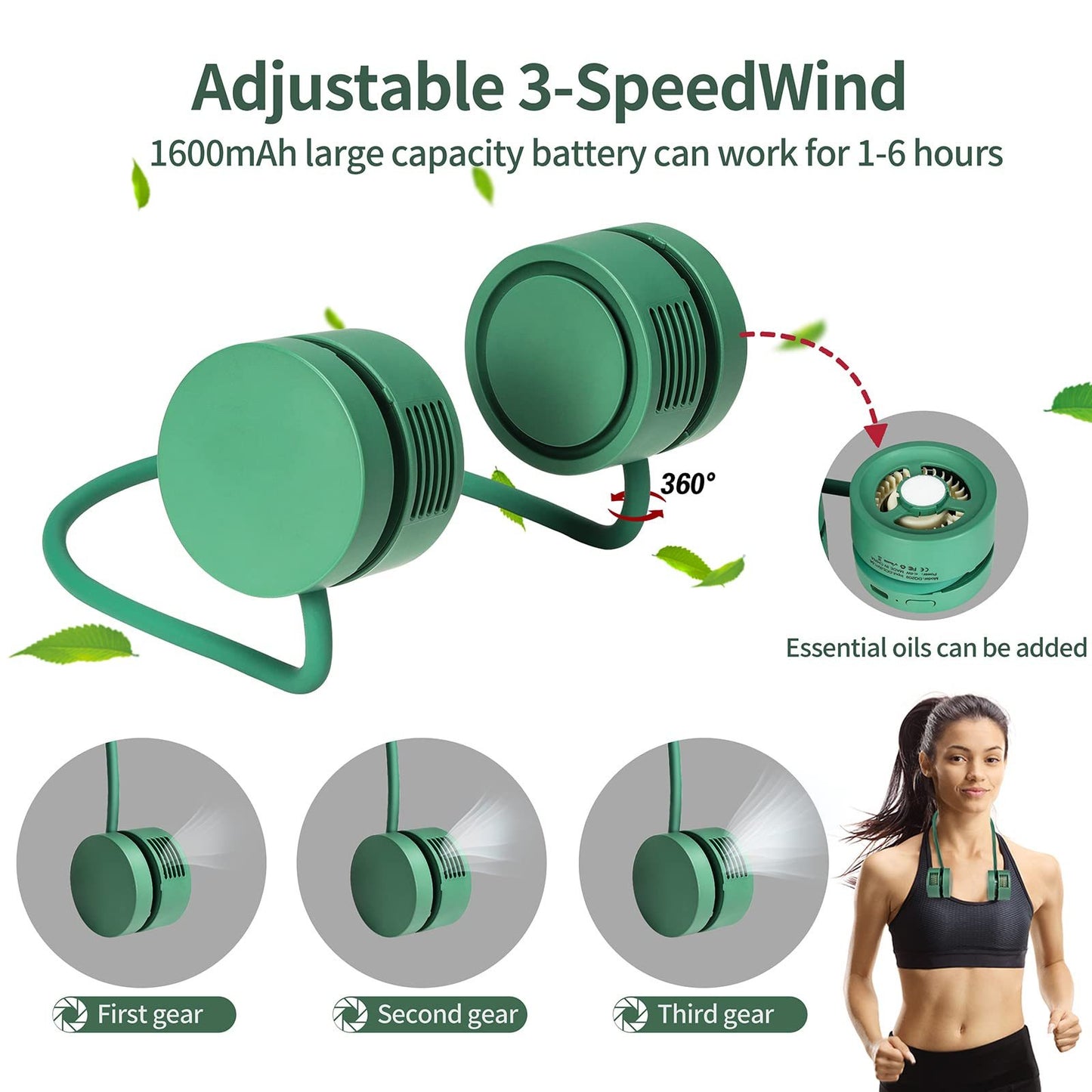 Hanging Neck Fan Leaf Less Small Fan USB Portable Storage Lazy Aromatherapy Neck Hanging Neck Electric Fan